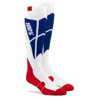 100% Hi Side Performance Moto Socks White/Blue