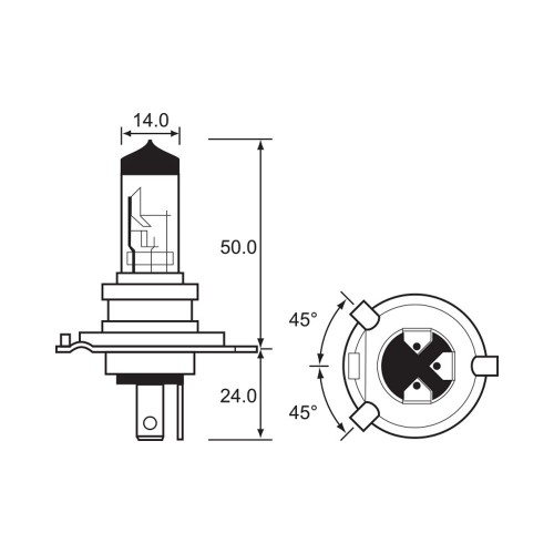 Bulb - Halogen -  12V 100/55W-H4-P43T-38