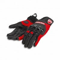 Ducati City C4 Fabric-Leather Gloves Black/Red