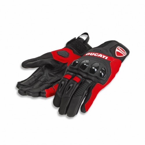 Ducati City C4 Fabric-Leather Gloves Black/Red