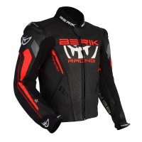 Berik Apex Leather Jacket Black/Fluro Red