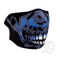 ZANheadgear Neoprene Half-Face Skull Face Mask Blue Chrome